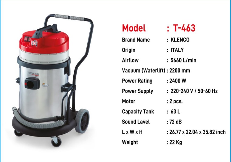 Klenco T-463 Wet And Dry Vacuum Cleaner catalogue image