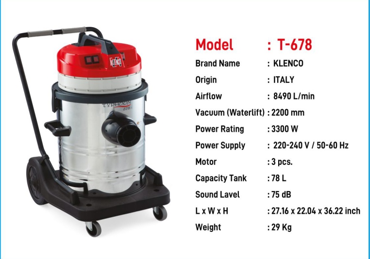 Klenco T-678 Wet And Dry Vacuum Cleaner catalogue image