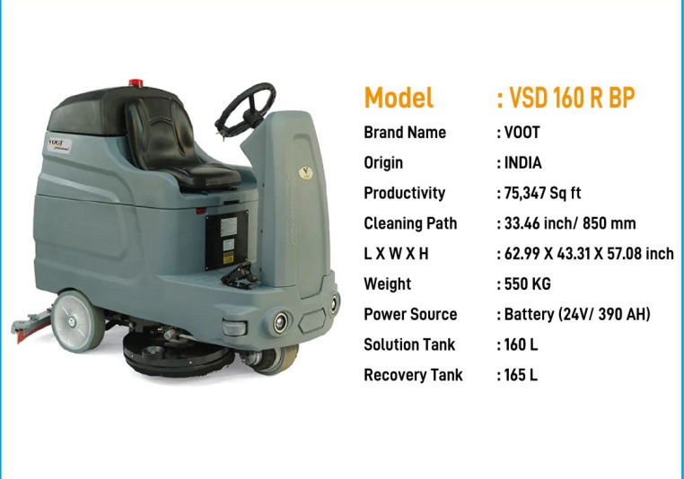 VOOT VSD 160 R BP Ride-On Scrubber Dryer catalogue image
