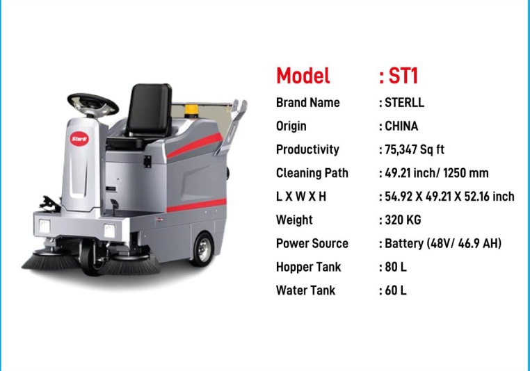 Sterll ST1 Ride-On Sweeper catalogue image