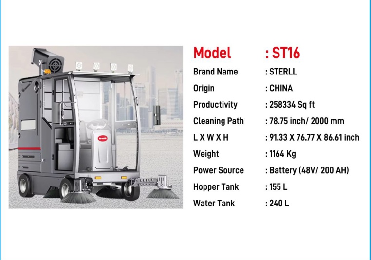 Sterll ST16 Ride-On Sweeper catalogue image